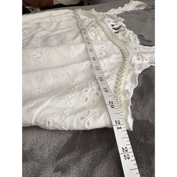 Abercrombie & Fitch Women's Eyelet Bohemian Crop Top XL White Linen Blend - Picture 8 of 9